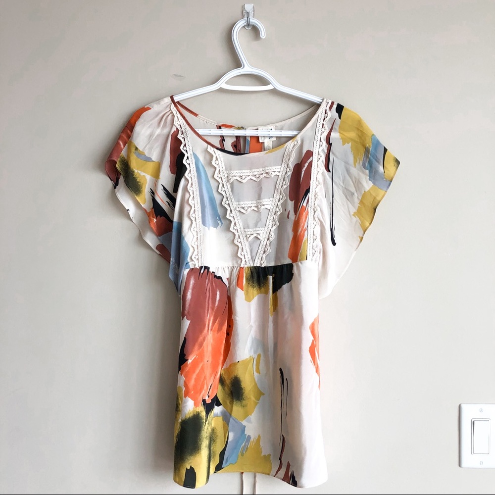 Anthropologie Edme & Esyllte Silk Floral Blouse